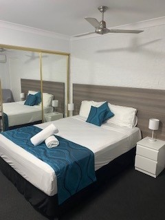 Comfortable Queen size bed at Bribie Island Waterways Motel